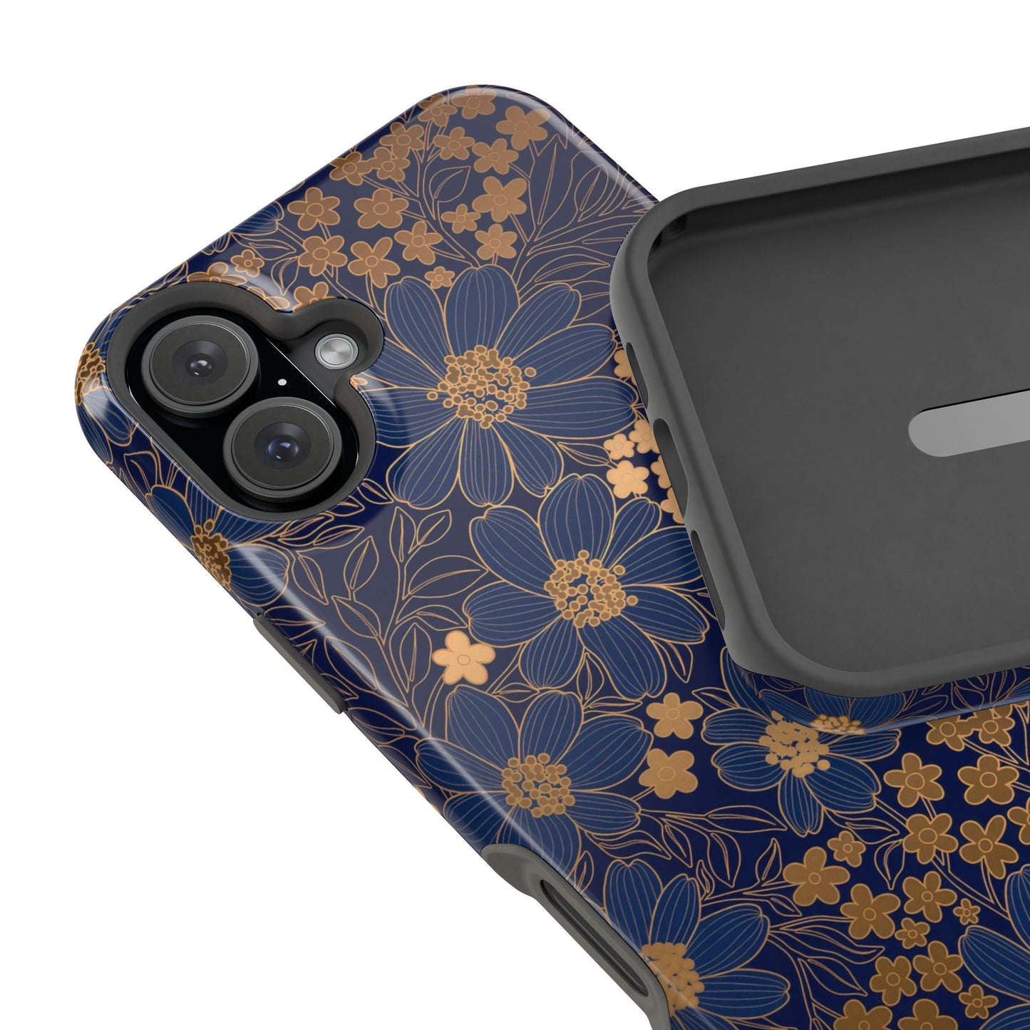 Luxury Serial Magnetic Phone Case, Golden Floral