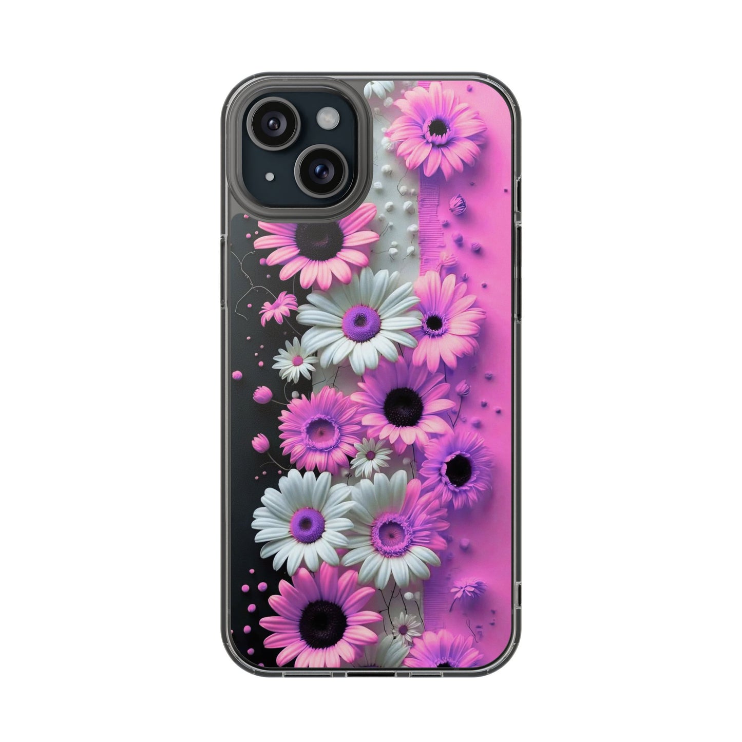 Floral Clear Phone Case – Pink Flower Design