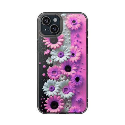 Floral Clear Phone Case – Pink Flower Design
