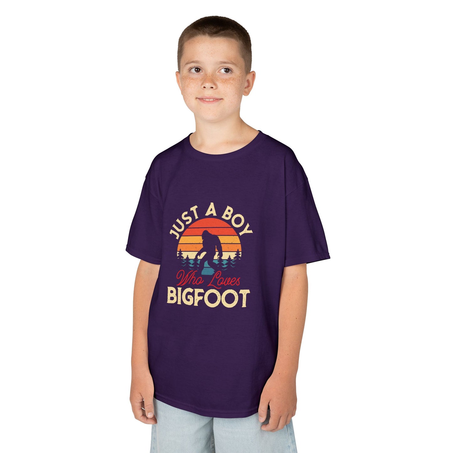 Kids Bigfoot Lover Tee - Just a Boy Who Loves Adventure