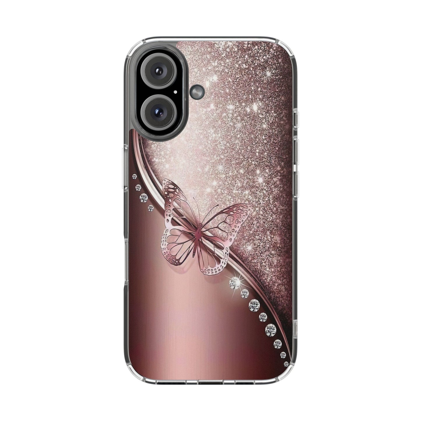 Elegant Butterfly Clear Case, Stylish Transparent Protective Cover for Women
