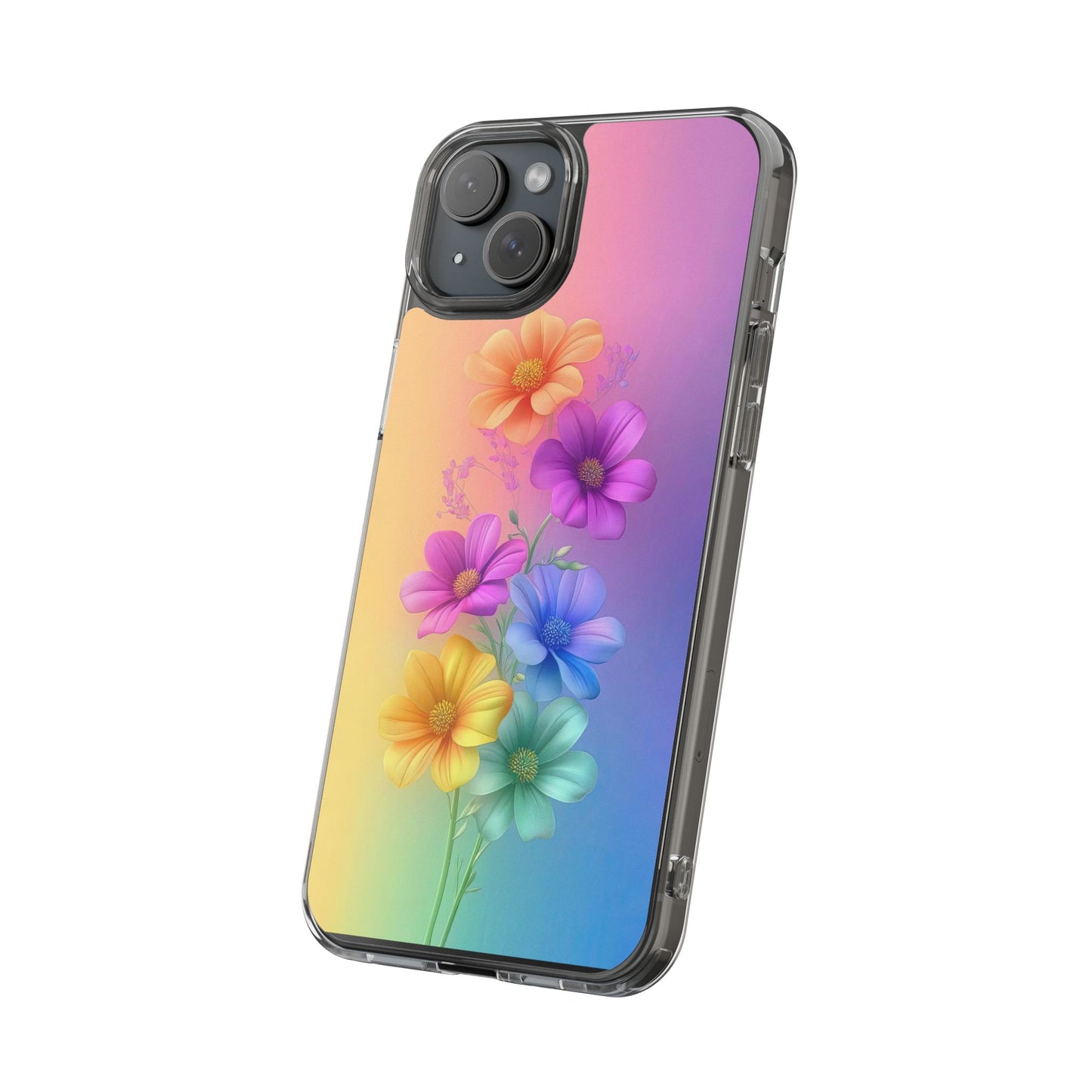Floral Clear Phone Case – Colorful Flower Design