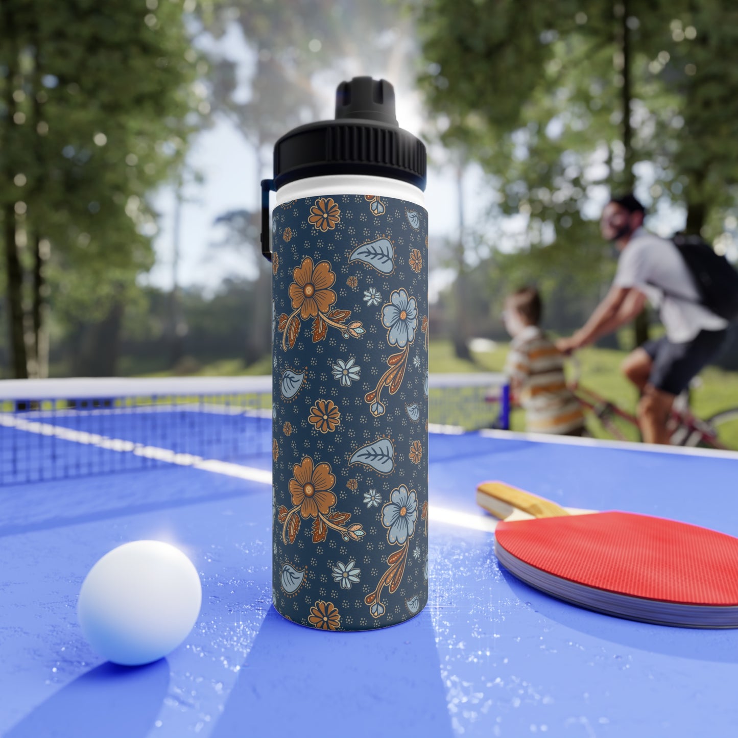 Timeless Elegance Stainless Steel Water Bottle, Sports Lid / Dark Blue