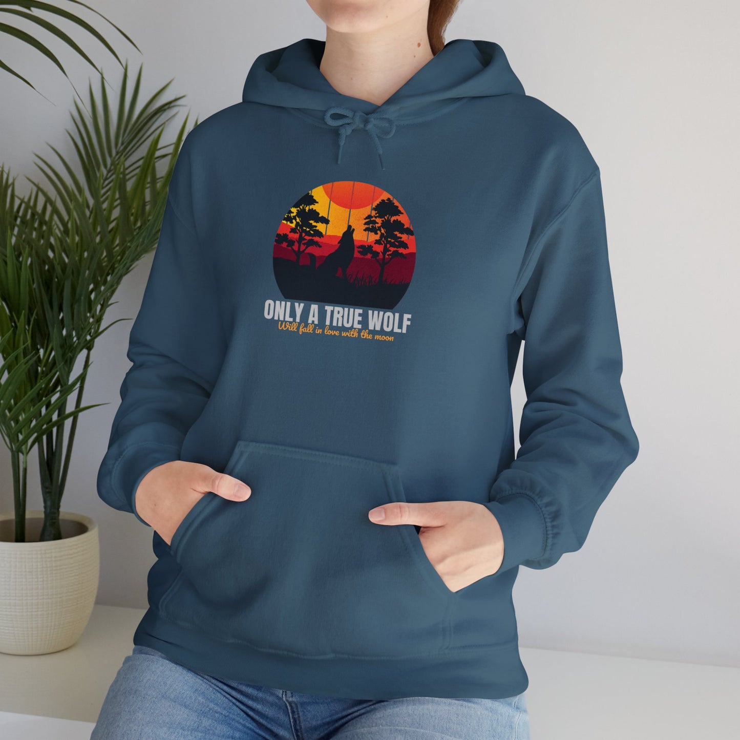 Only A True  Wolf Unisex Heavy Blend™ Hooded Sweatshirt