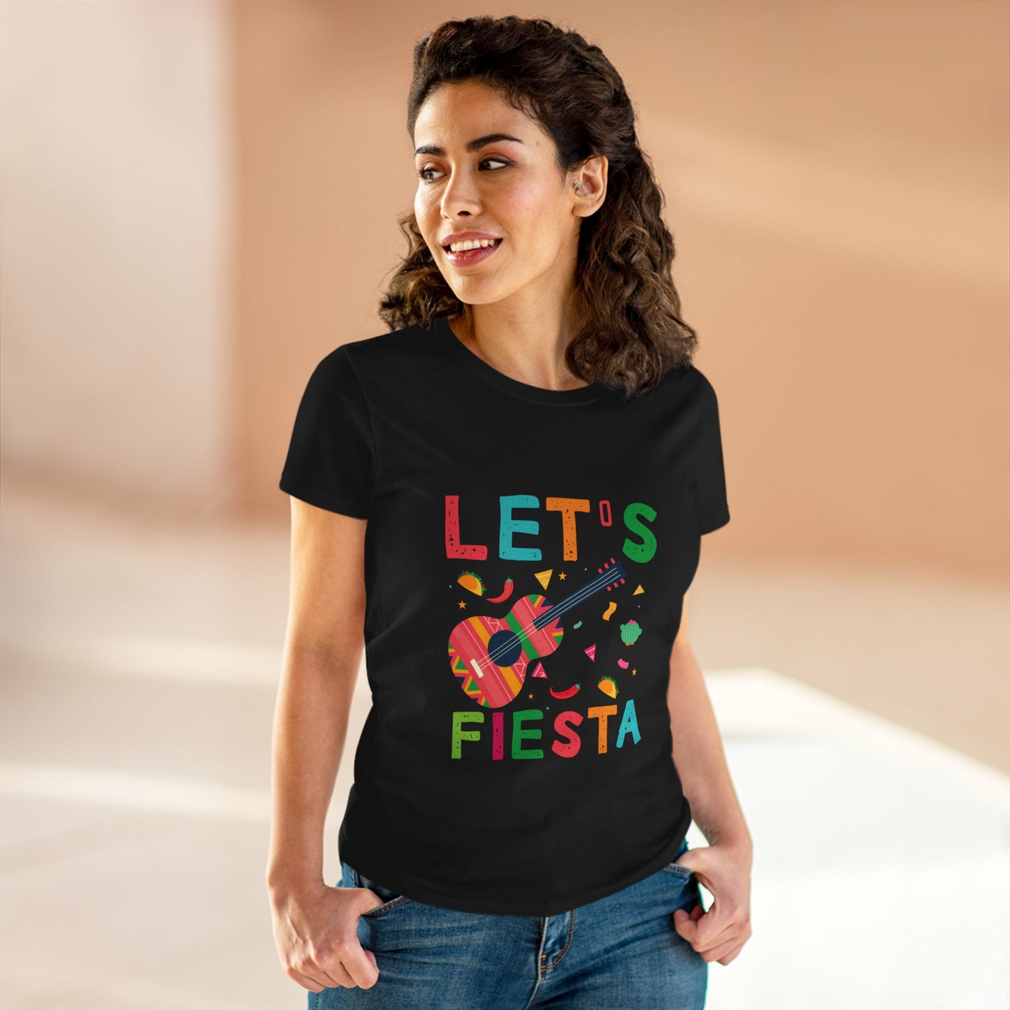 Let's Fiesta Women's Cotton Tee - Fun Party Shirt for Celebrations