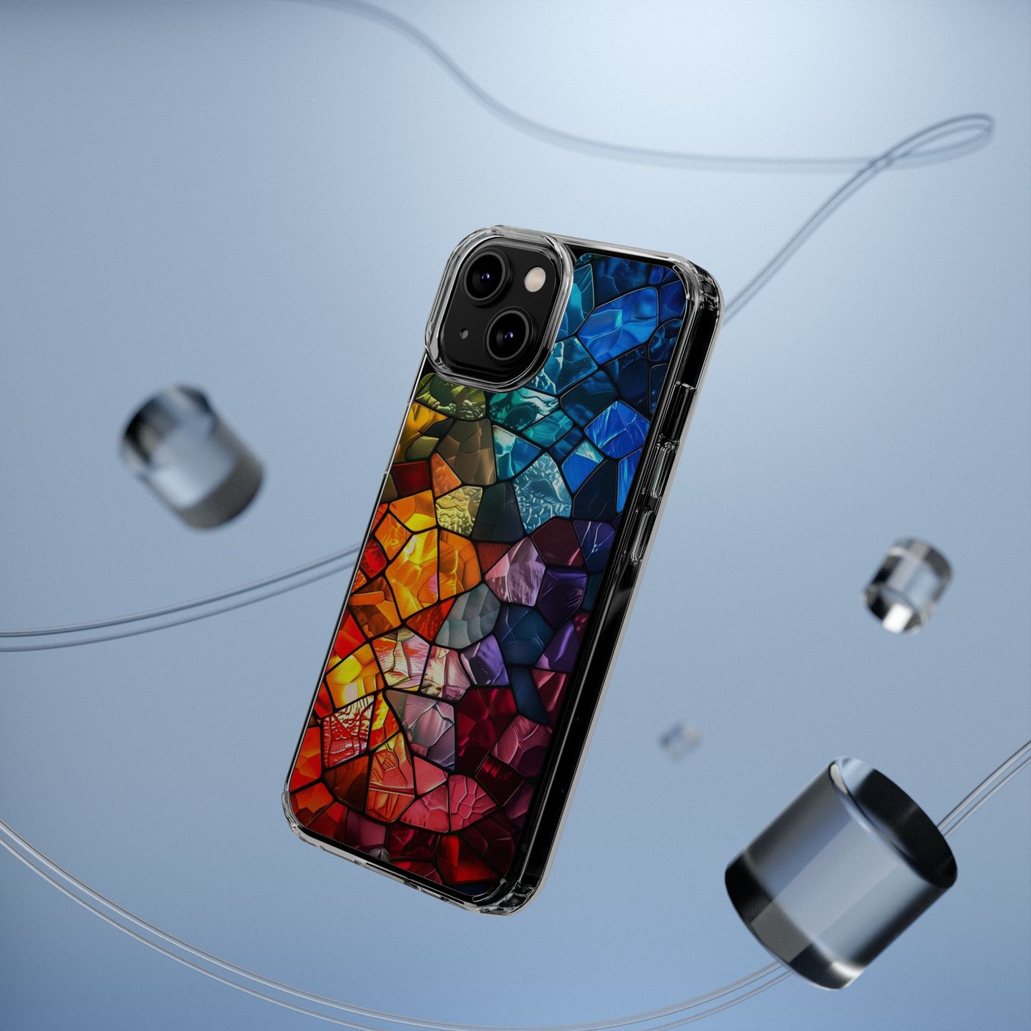Vibrant Clear Phone Case, Colorful Stained Glass Design