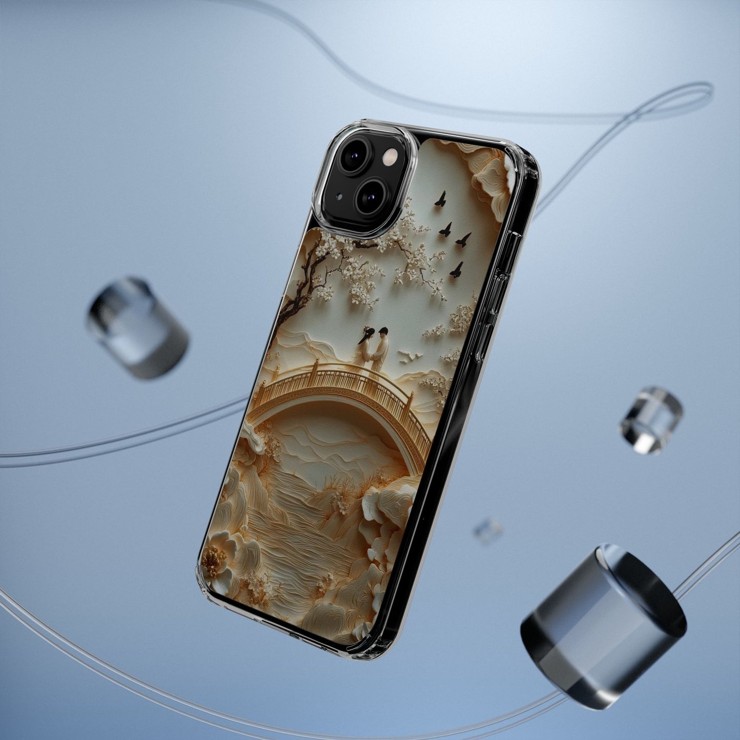 Romantic Couple 3D Effect Clear Cases,  Artistic Protective Cover