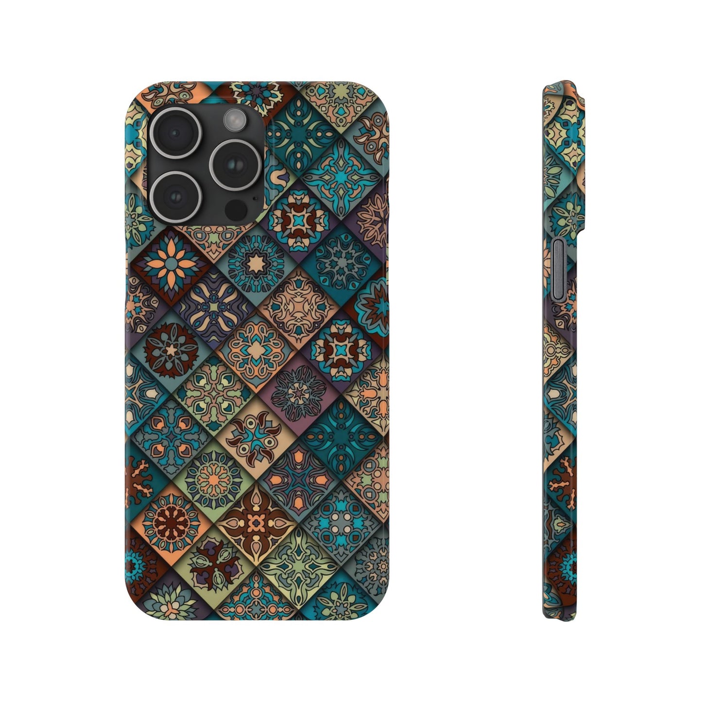 Aztec Geometric Slim Cases, Boho Blue