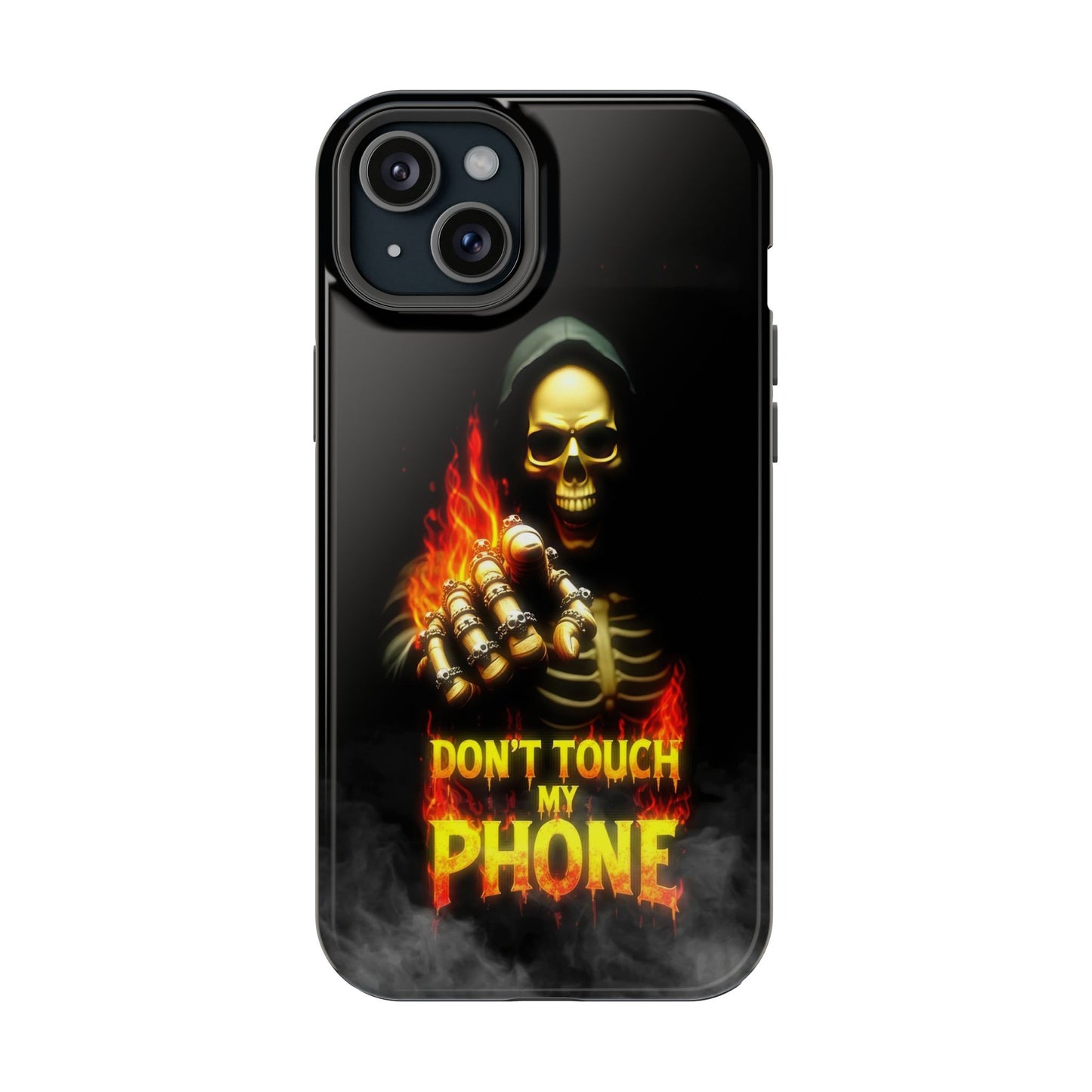 Skull Design Impact-Resistant iPhone Case, Don't Touch My Phone