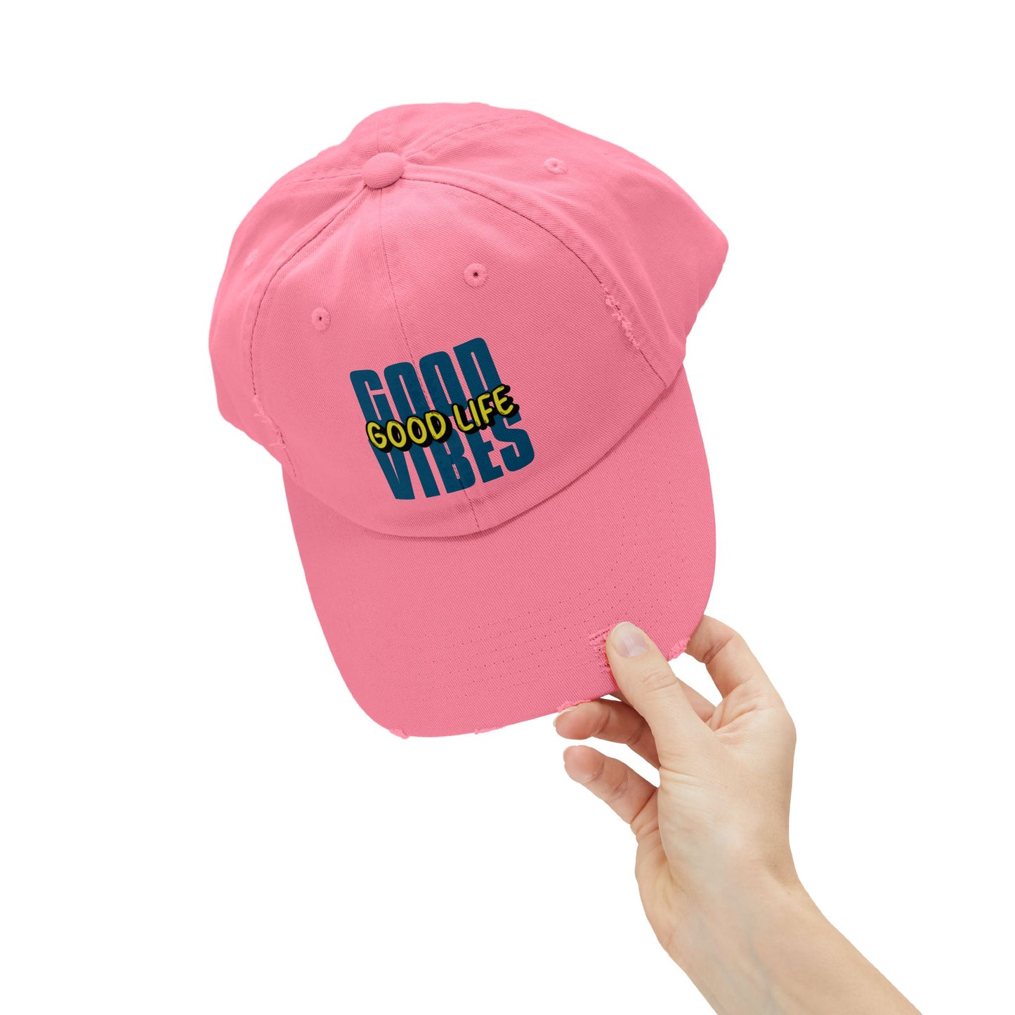 Good Vibes Good Life Unisex Distressed Cap