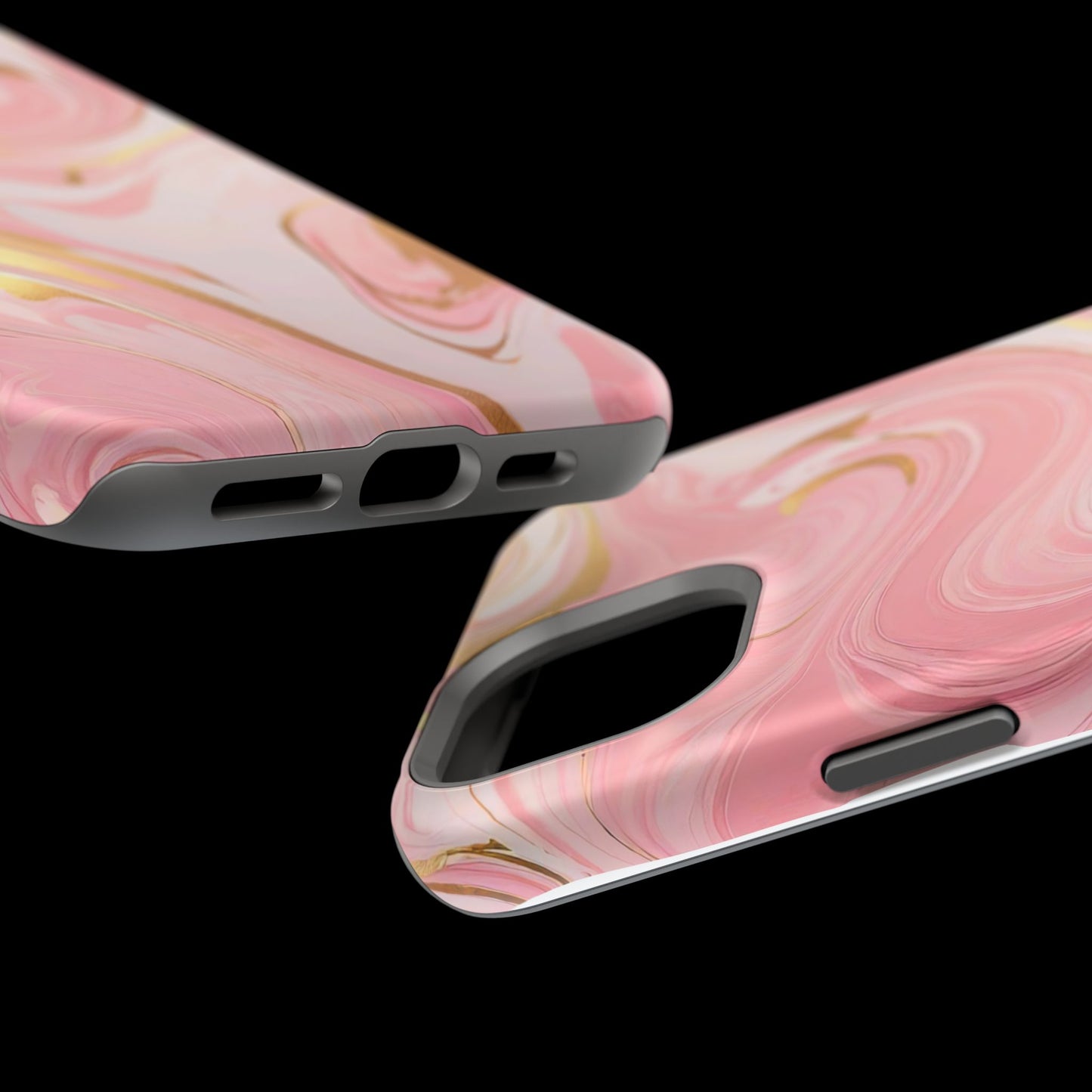 Stylish Magnetic Phone Case, Pink Marble Protective Cover
