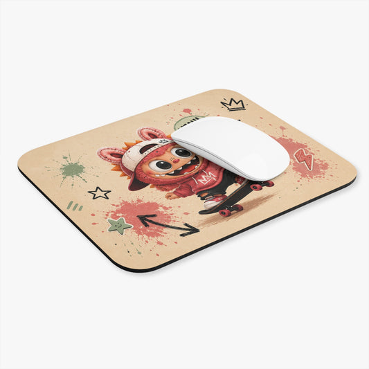 Skater Monster Mouse Pad — Cute Cartoon Skateboard Desk Mat ("Yeah!")