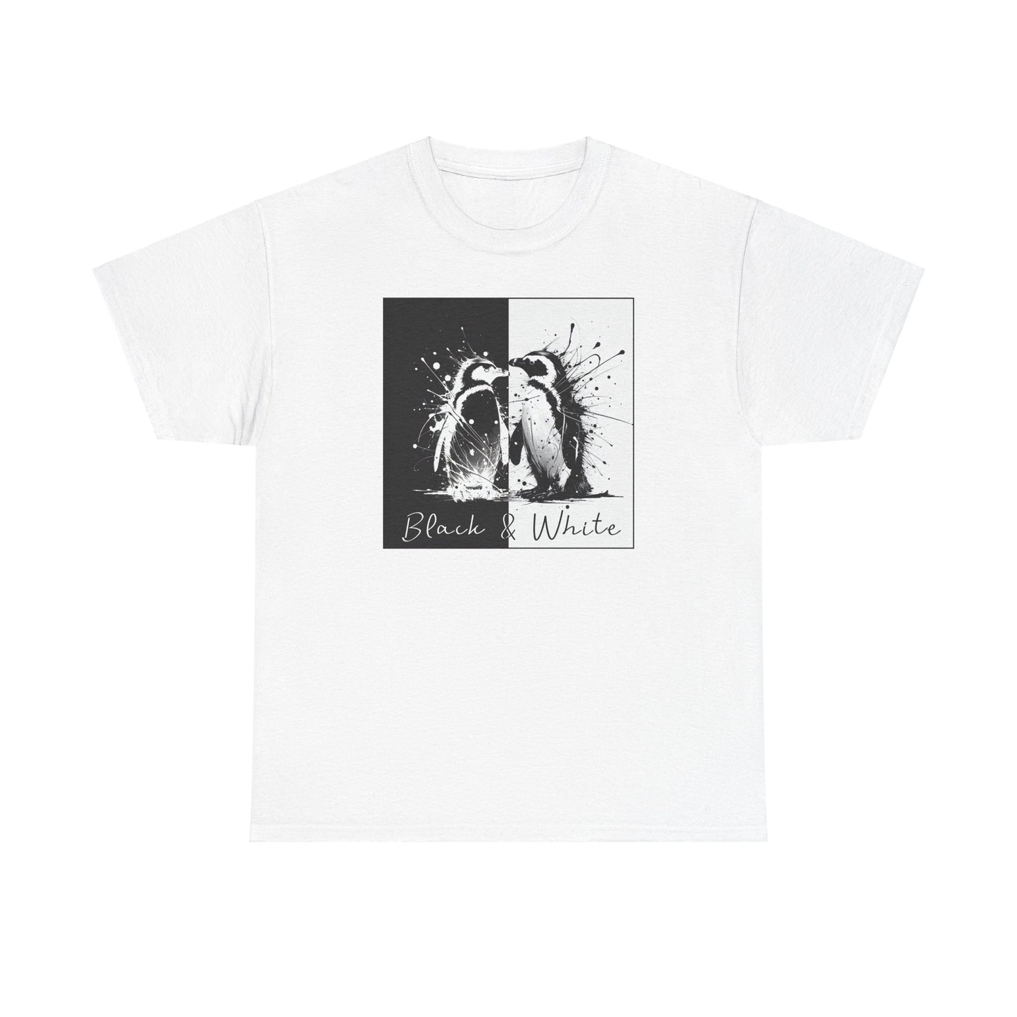 Black & White Penguins Unisex Heavy Cotton Tee