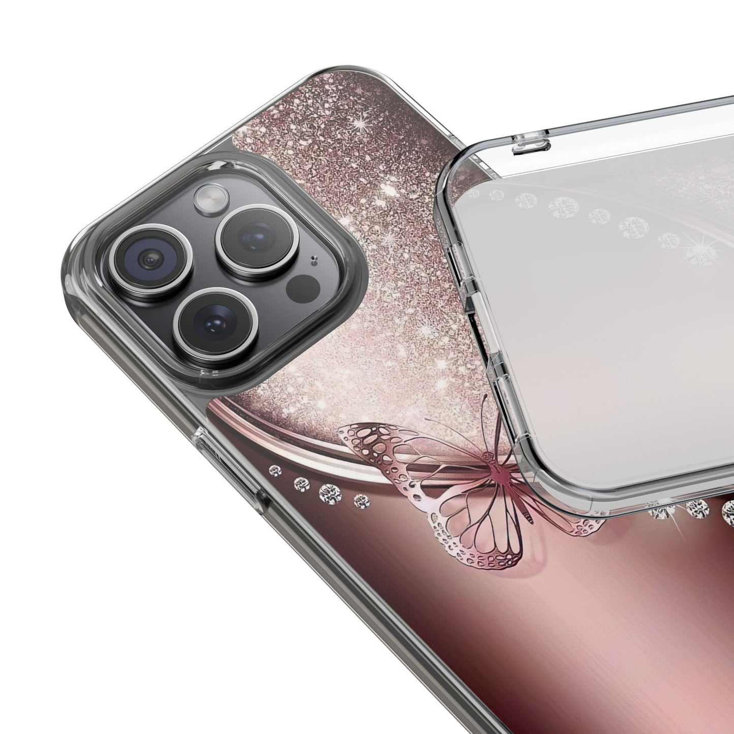 Elegant Butterfly Clear Case, Stylish Transparent Protective Cover for Women