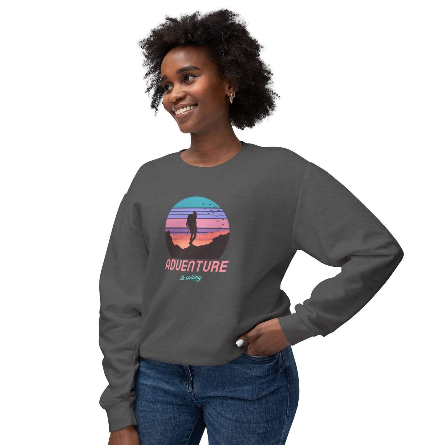 Adventure Is Calling Unisex Lightweight Crewneck Sweatshirt