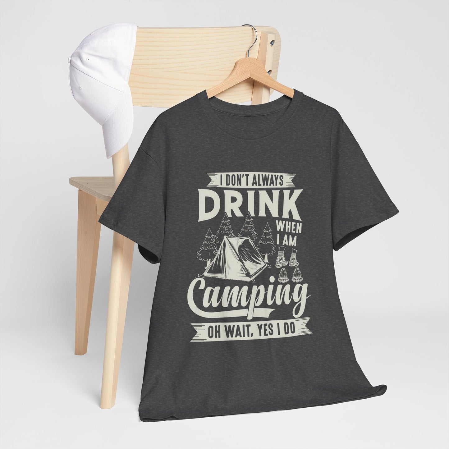 Camping Drinking Unisex Heavy Cotton Tee - Perfect Gift for Outdoor Enthusiasts