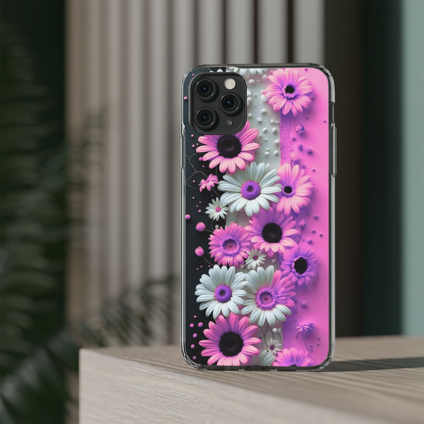 Floral Clear Phone Case – Pink Flower Design