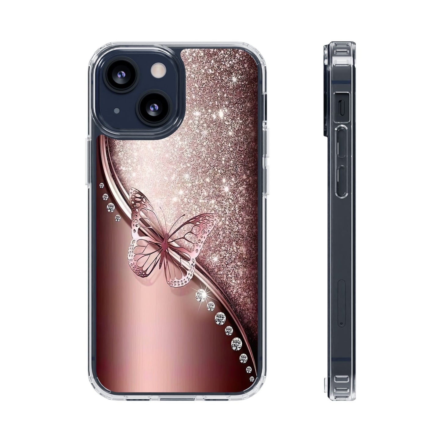 Elegant Butterfly Clear Case, Stylish Transparent Protective Cover for Women