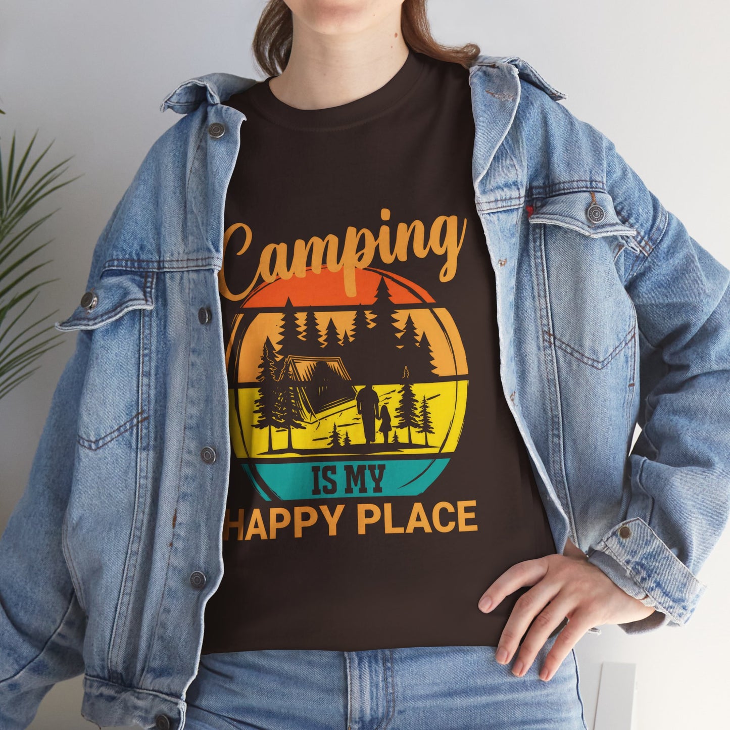 Camping Is My Happy Place Unisex Heavy Cotton Tee