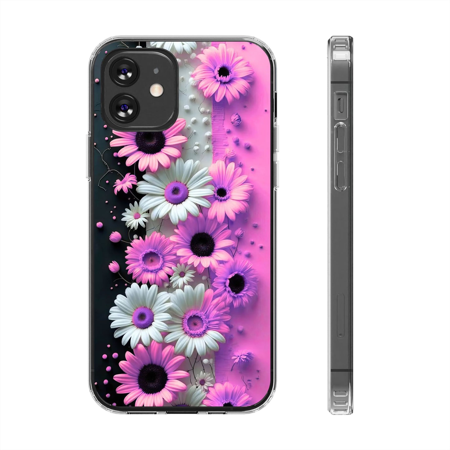 Floral Clear Phone Case – Pink Flower Design