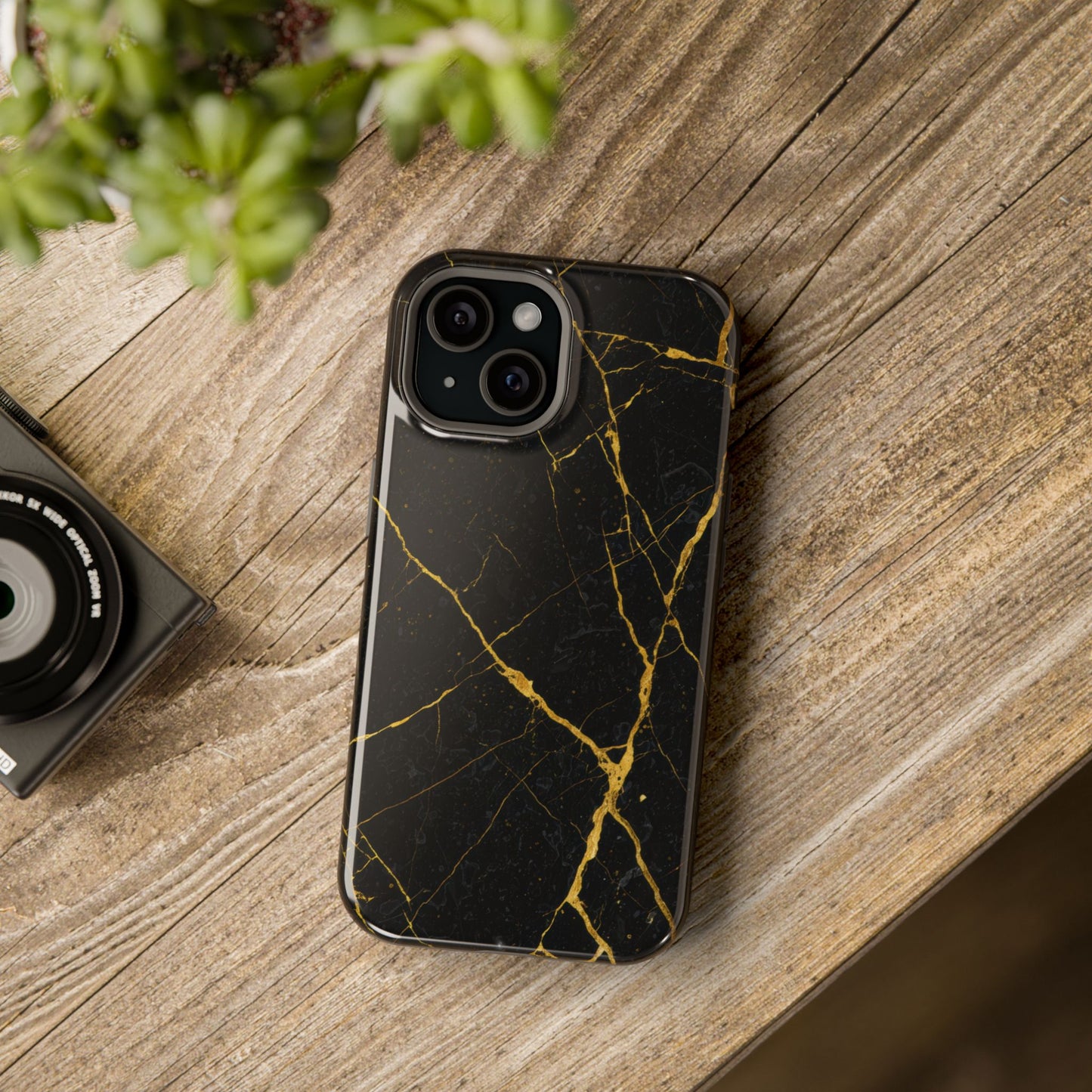 Luxury Black Marble Impact-Resistant iPhone