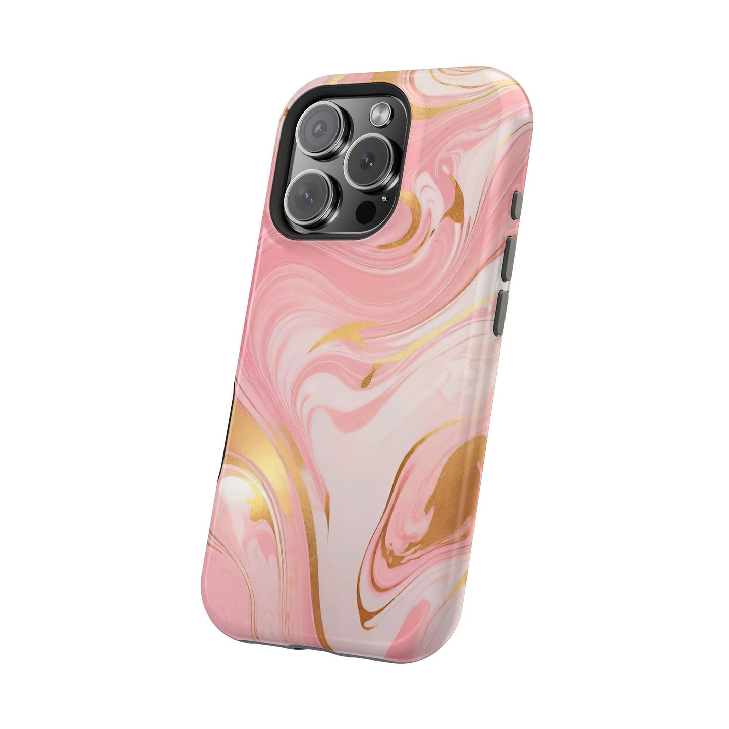 Stylish Magnetic Phone Case, Pink Marble Protective Cover