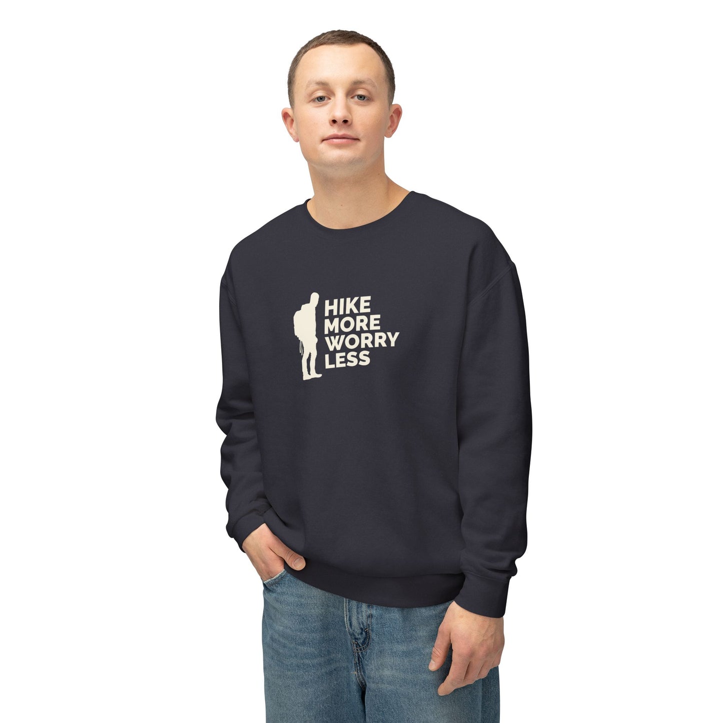 Hike More Worry Less Unisex Lightweight Crewneck Sweatshirt