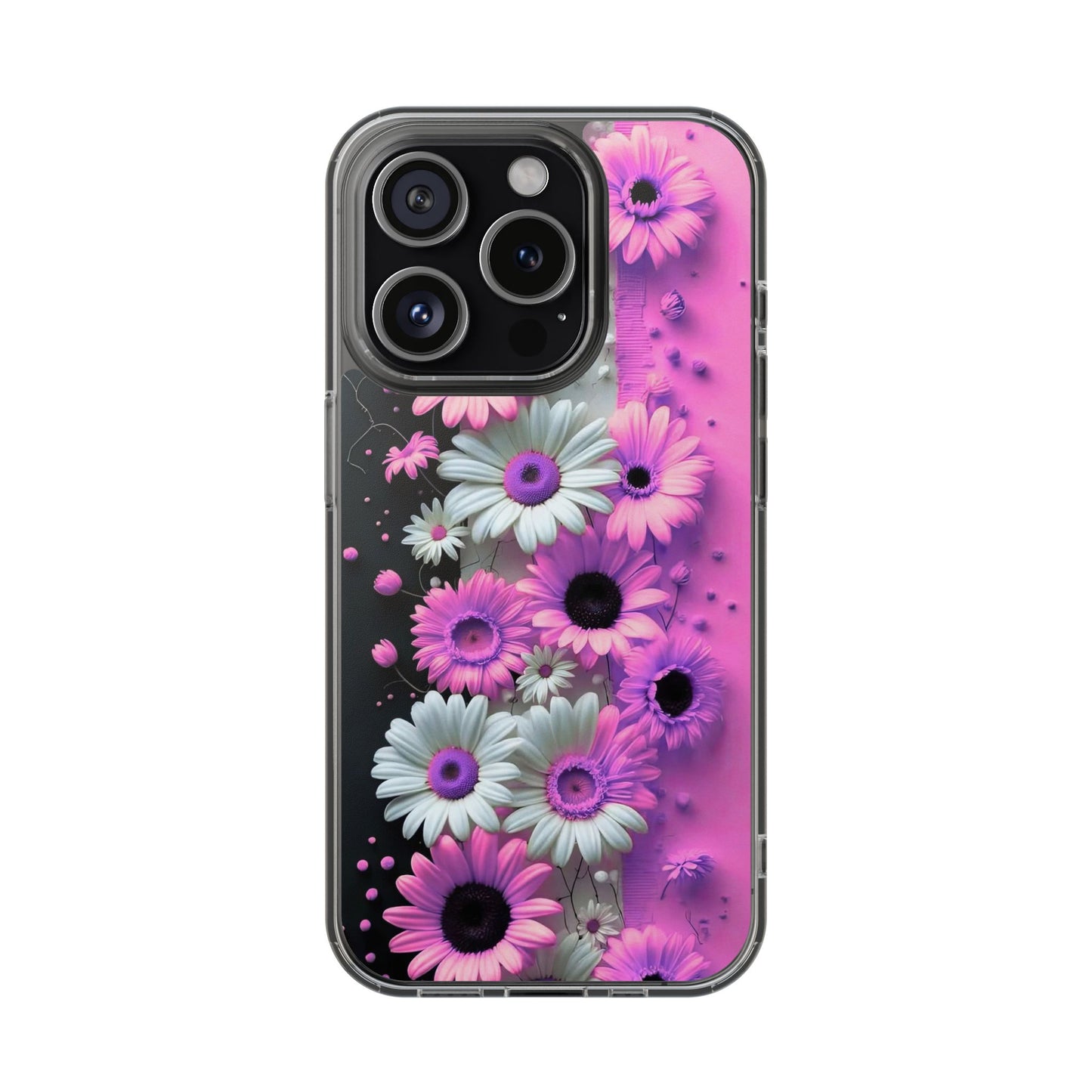 Floral Clear Phone Case – Pink Flower Design