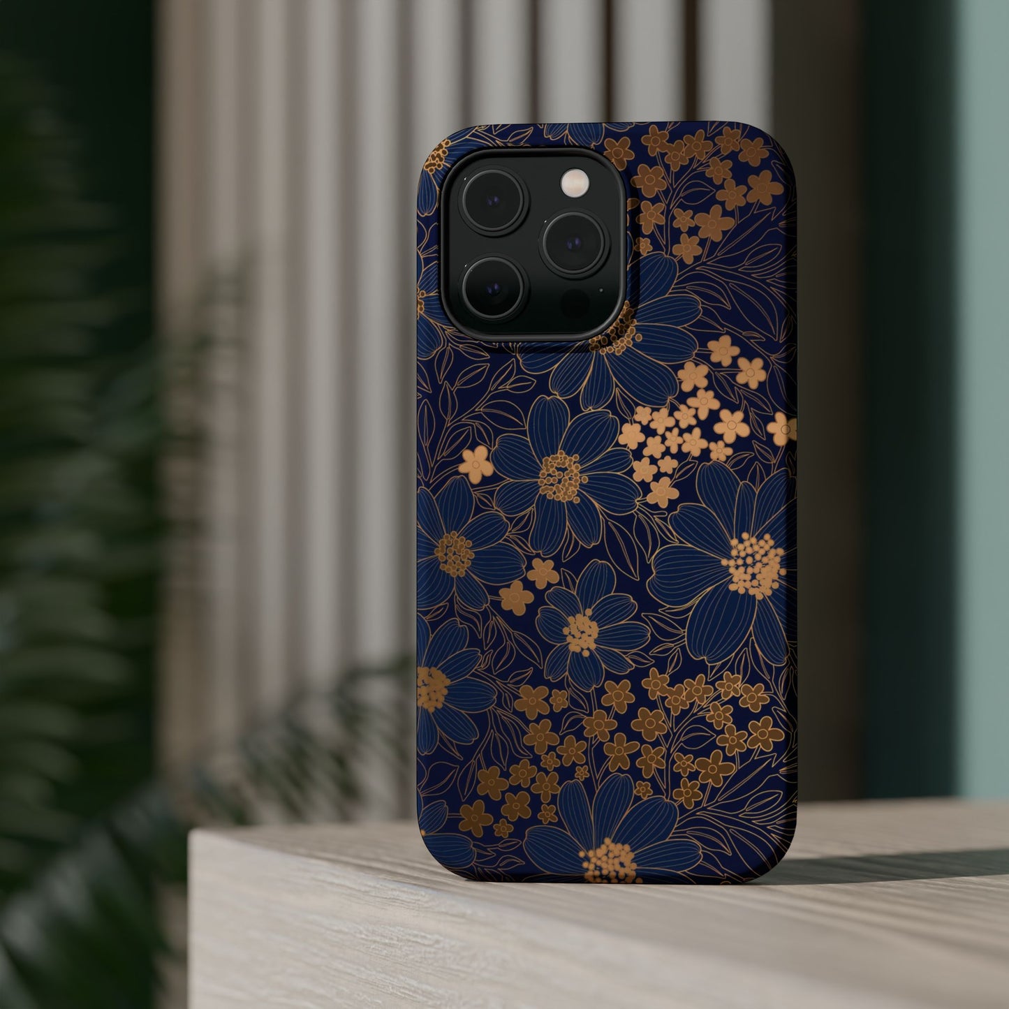 Luxury Serial Magnetic Phone Case, Golden Floral