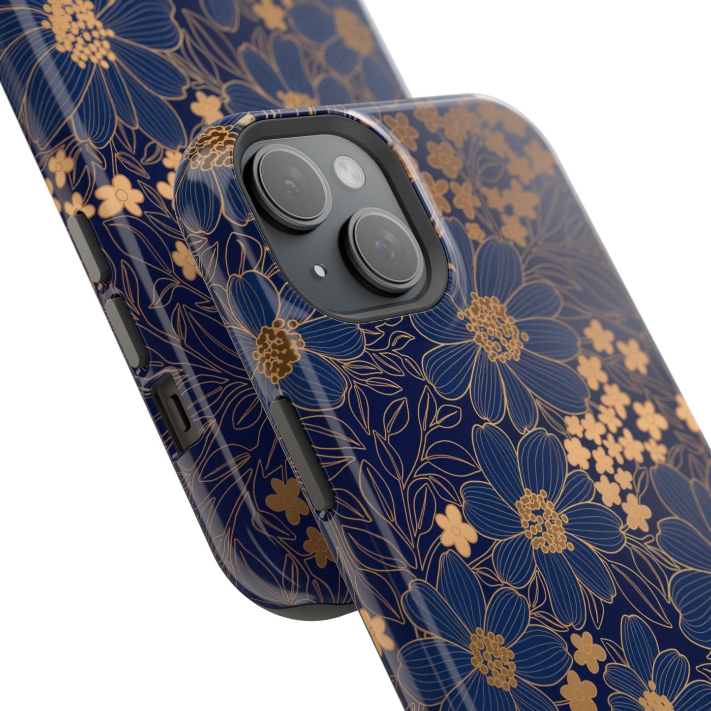 Luxury Serial Magnetic Phone Case, Golden Floral