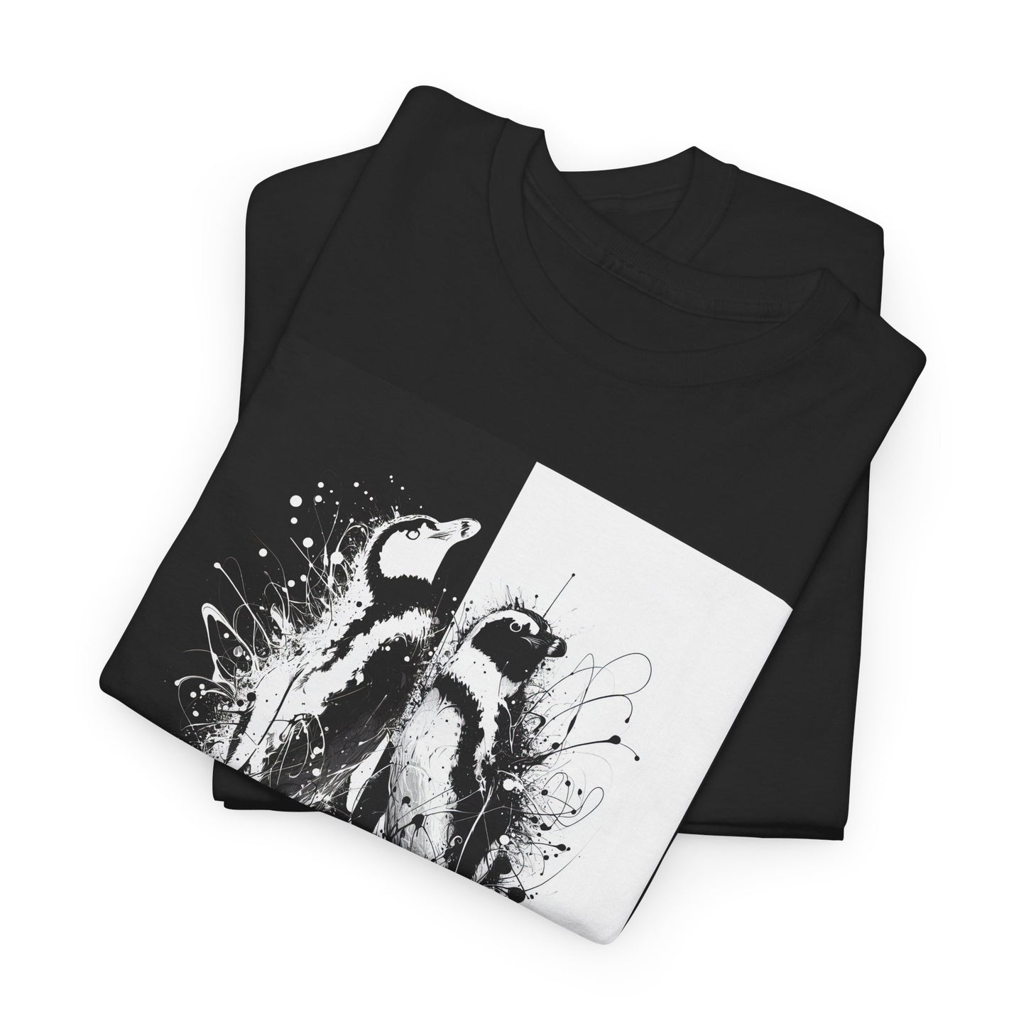 Black & White Penguins Unisex Heavy Cotton Tee