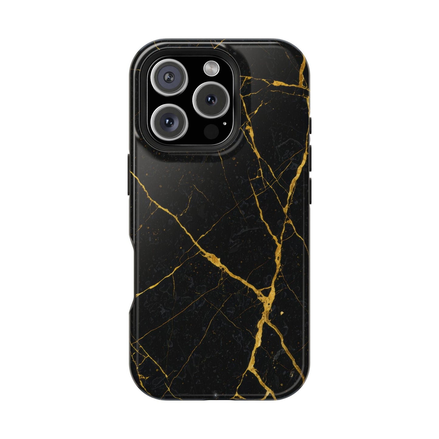 Black Marble with Gold Veins Impact-Resistant iPhone