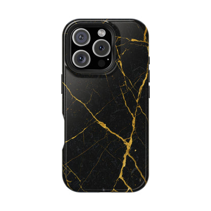 Black Marble with Gold Veins Impact-Resistant iPhone