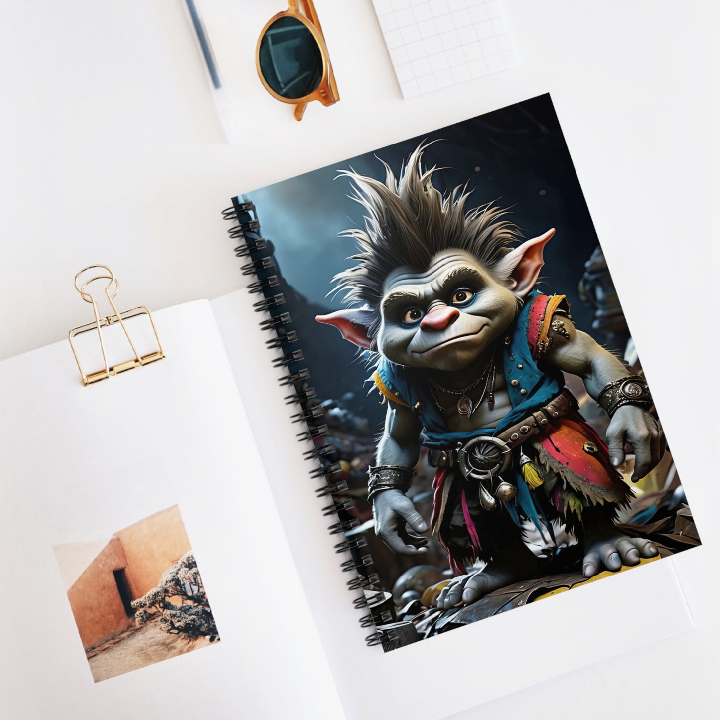 Fantasy-Themed Spiral Notebook with Ruled Lines, Troll Design