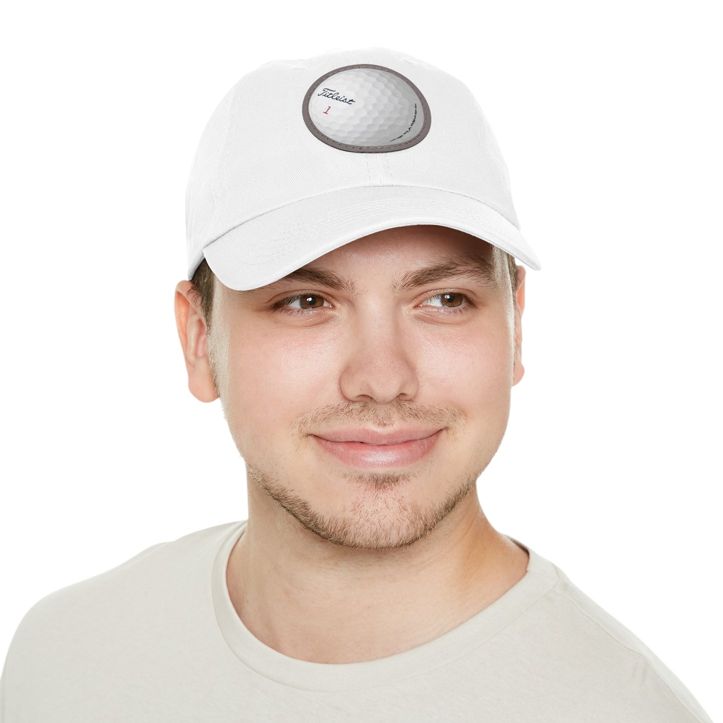 Golf Dad Hat with Leather Patch (Round)