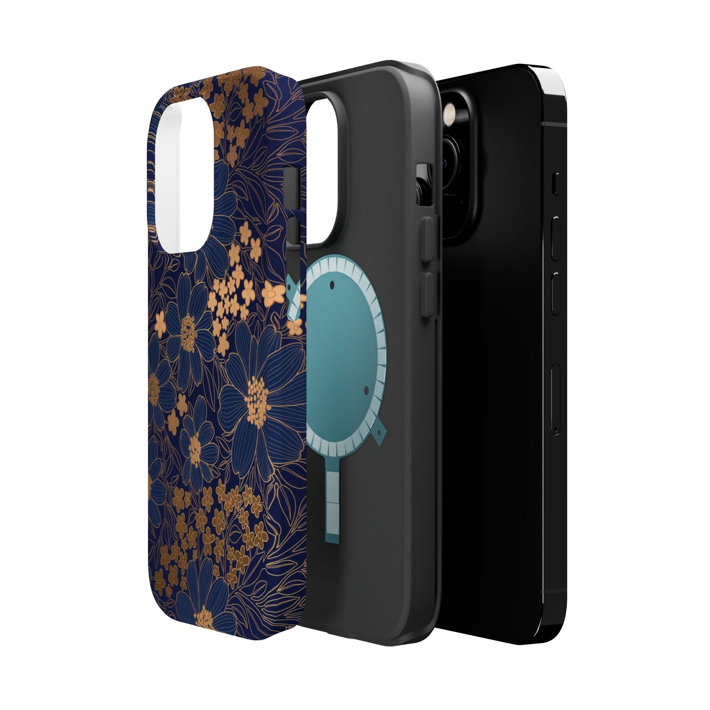Luxury Serial Magnetic Phone Case, Golden Floral