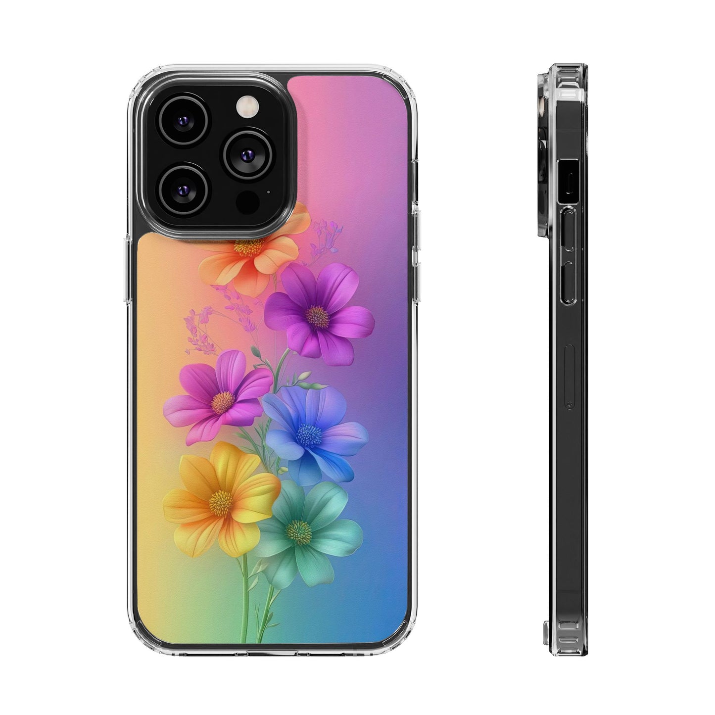 Floral Clear Phone Case – Colorful Flower Design