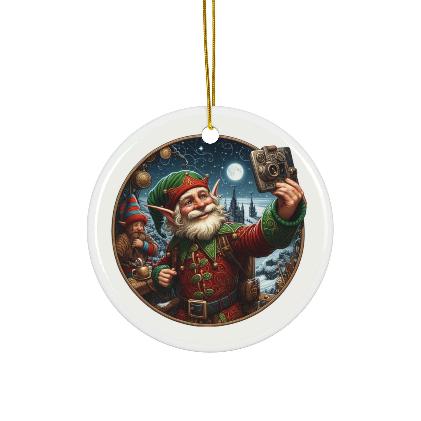 Vintage Vibes And Selfie Smiles Christmas Ceramic Ornaments (1pcs, 3pcs, 5pcs, 10pcs) 2-Side Print