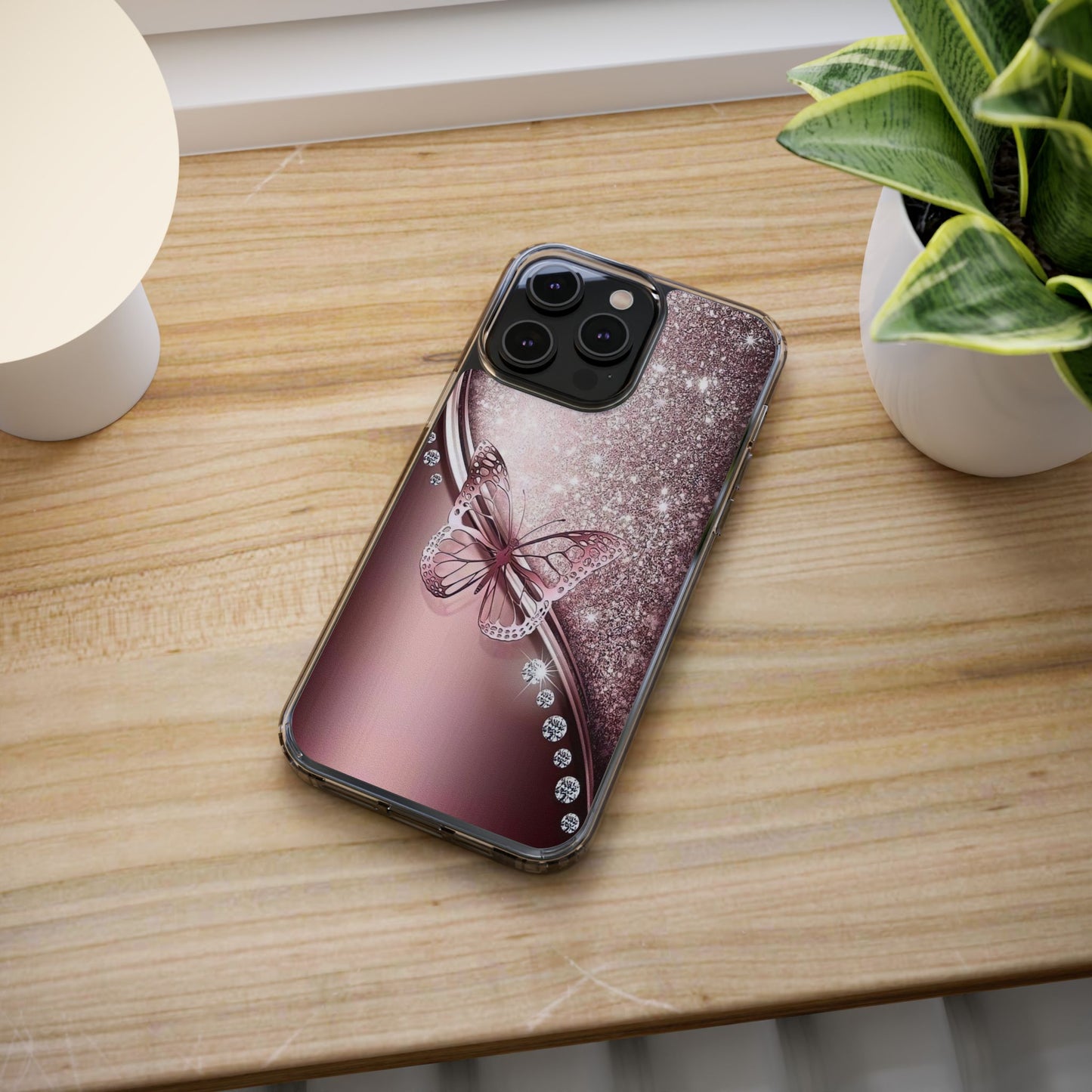 Elegant Butterfly Clear Case, Stylish Transparent Protective Cover for Women