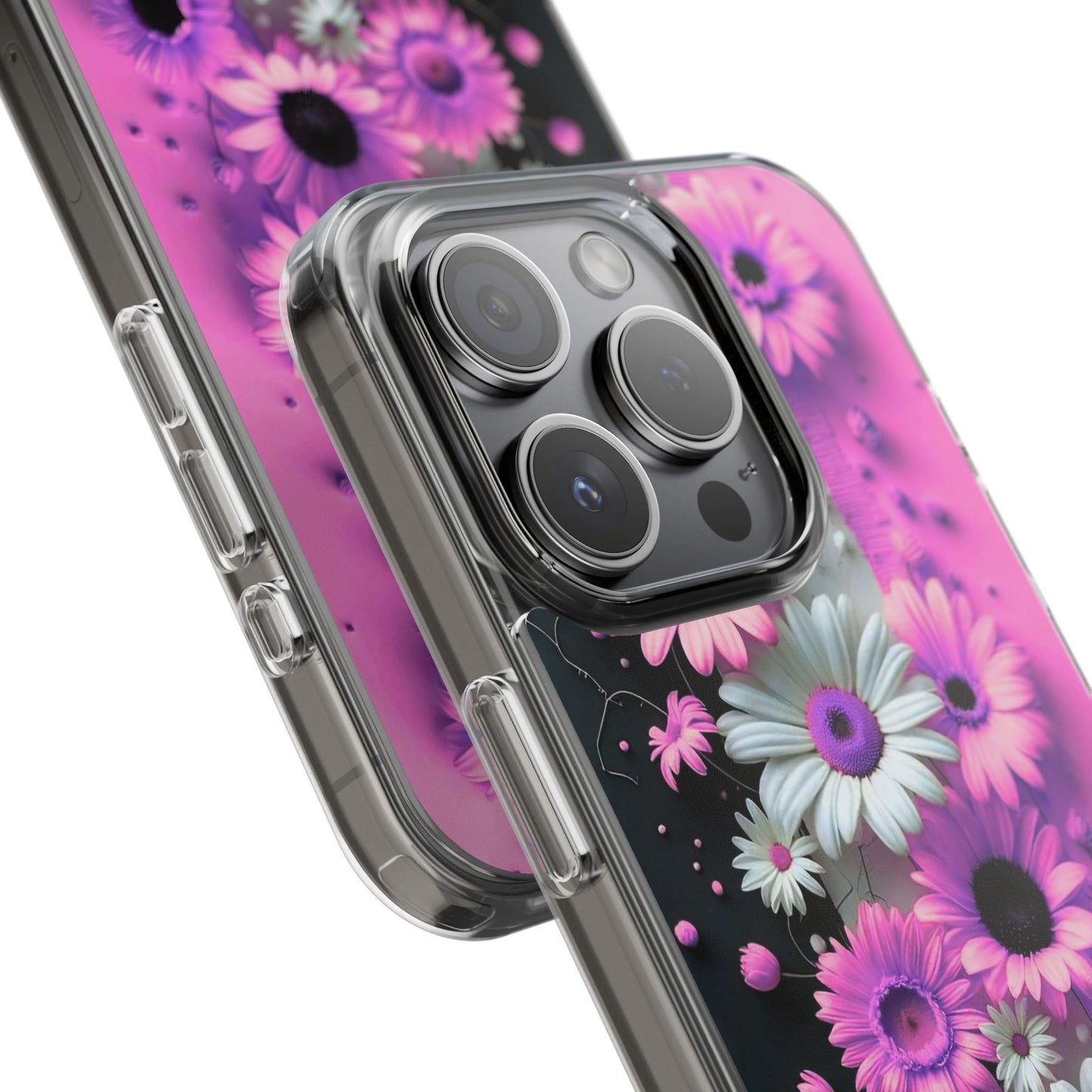 Floral Clear Phone Case – Pink Flower Design