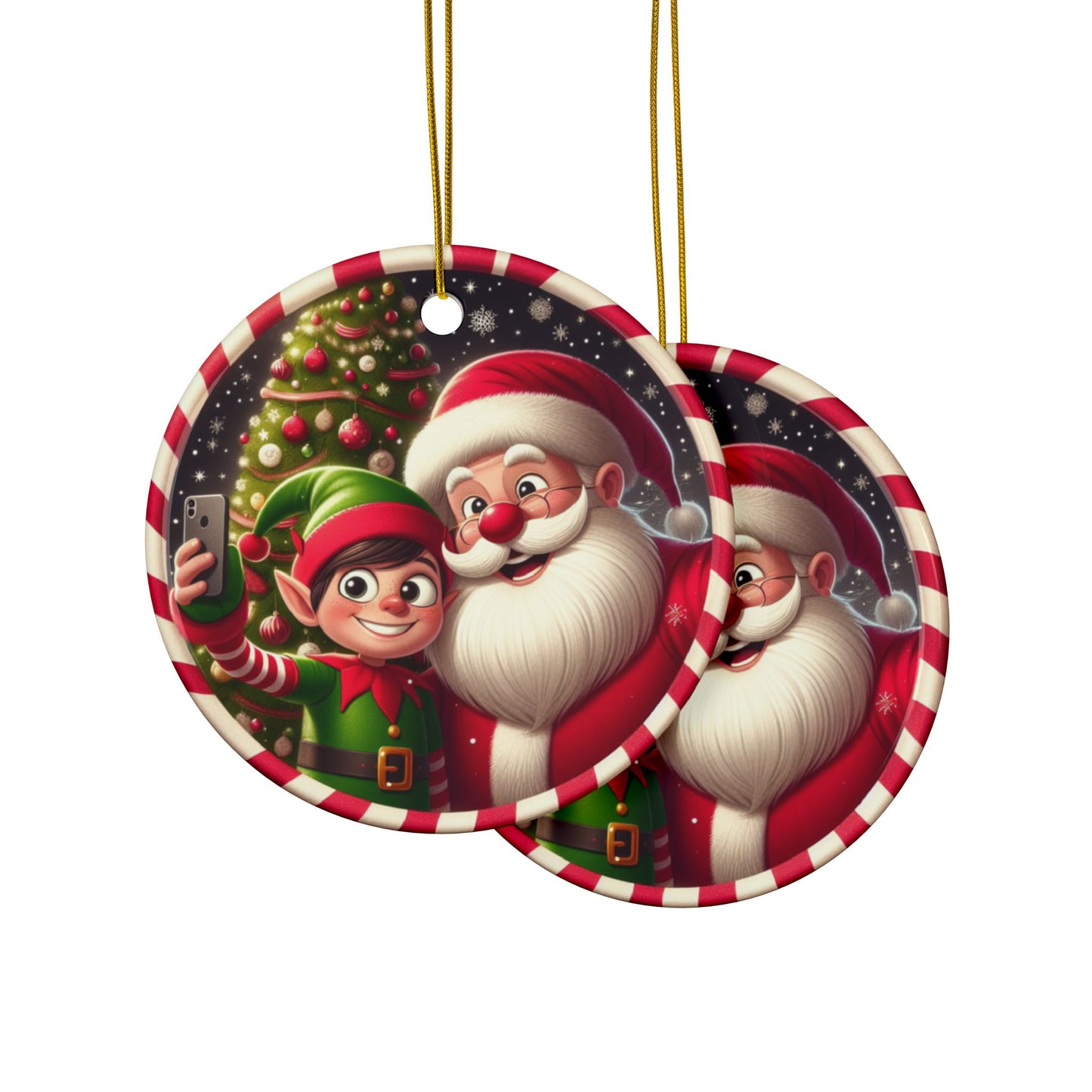 Merry Clickmas! Christmas Ceramic Ornaments, 2-Side Print, (1pc, 3pcs, 5pcs, 10pcs)