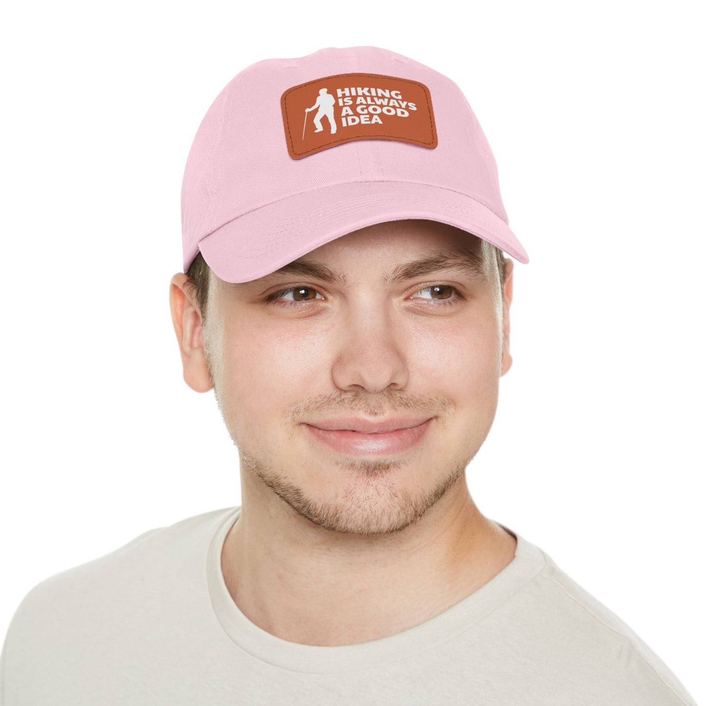 Hiking Is Always A Good Idea Dad Hat with Leather Patch (Rectangle)