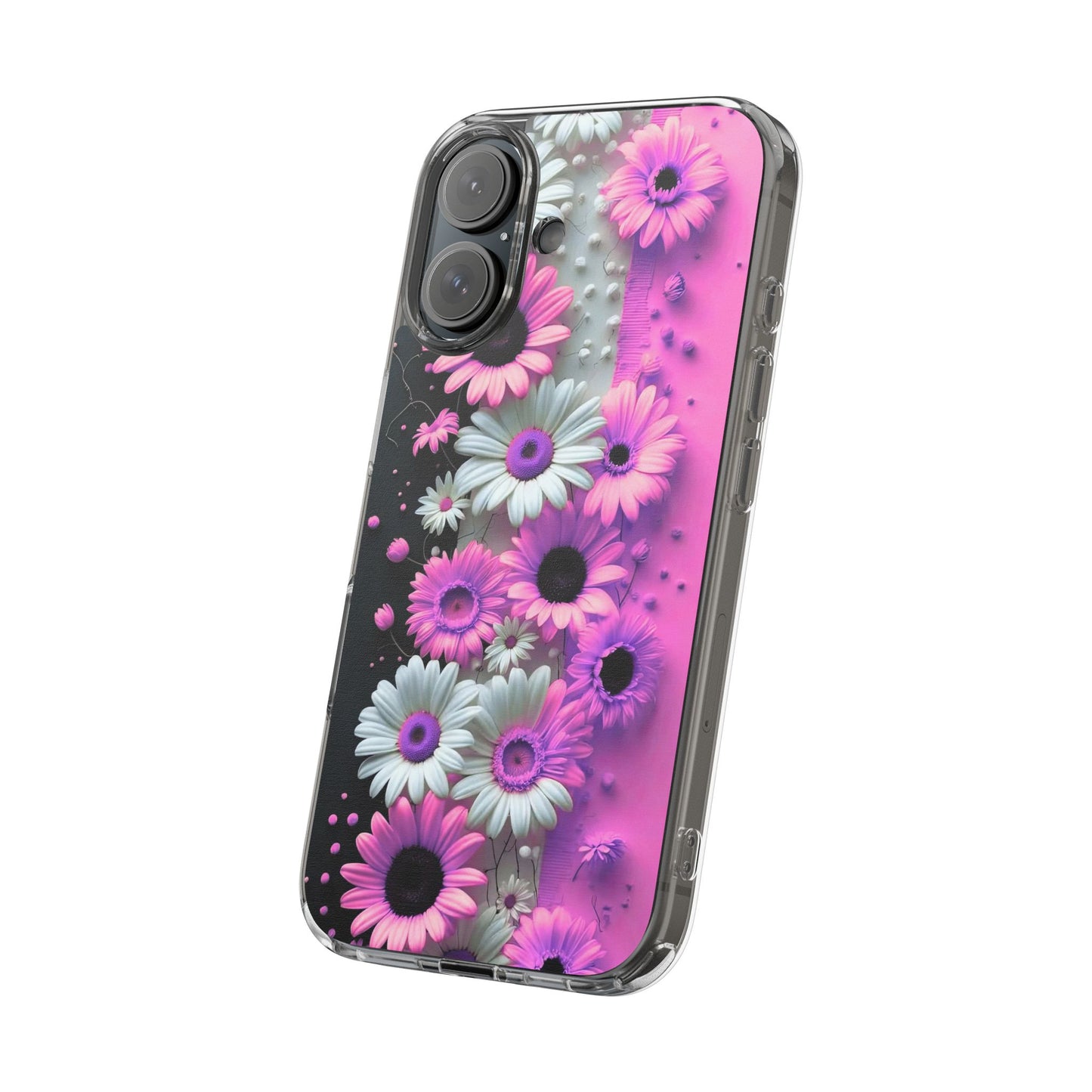 Floral Clear Phone Case – Pink Flower Design