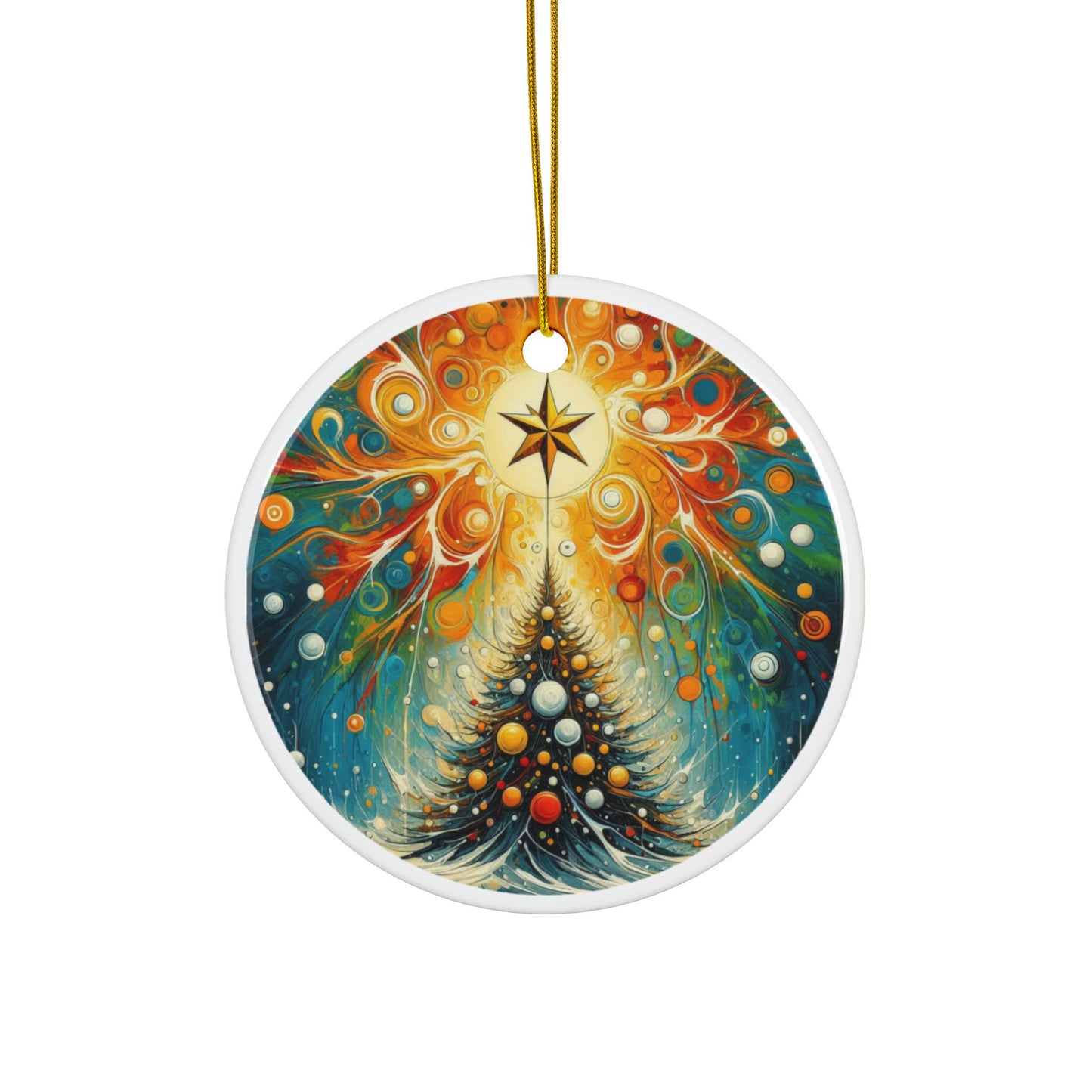 Cosmic Christmas Ceramic Ornaments, 2-Side Print, (1pc, 3pcs, 5pcs, 10pcs)