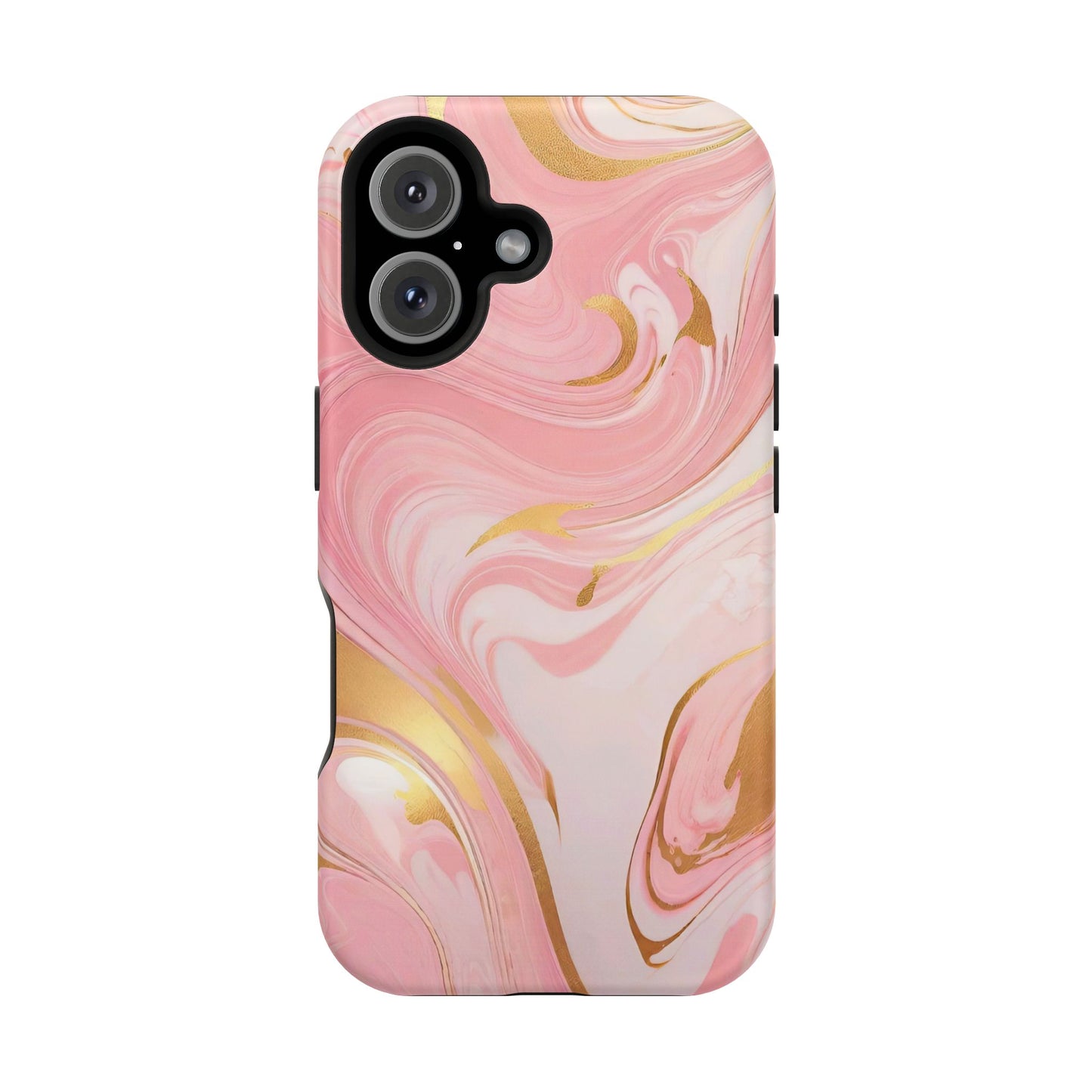 Stylish Magnetic Phone Case, Pink Marble Protective Cover