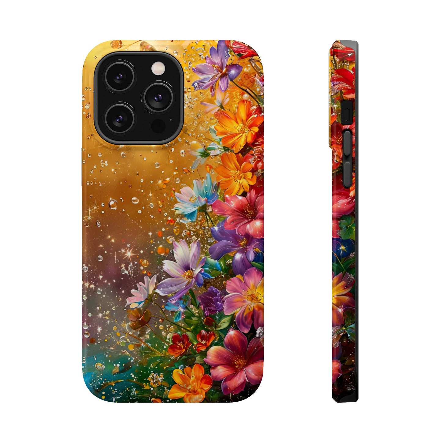 Vibrant Floral Magnetic Phone Case, Artistic Phone Cover