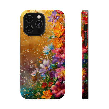 Vibrant Floral Magnetic Phone Case, Artistic Phone Cover