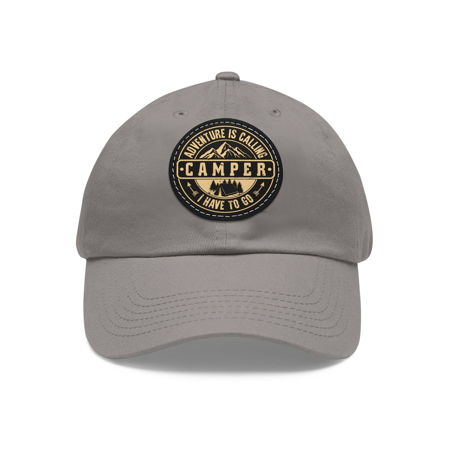 Adventure Camper Dad Hat - Leather Patch Cap for Outdoor Lovers