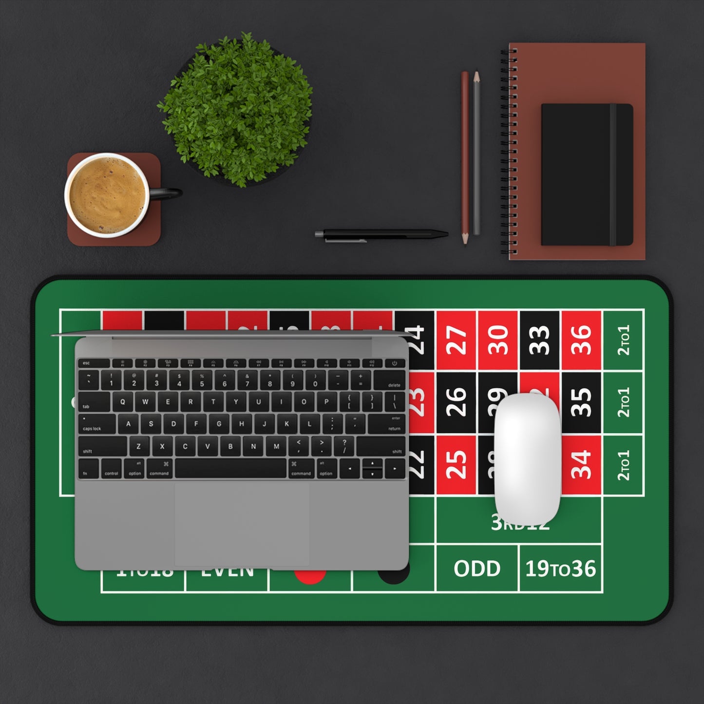 European Roulette Desk Mat — Casino-Themed Gaming/Office Mat