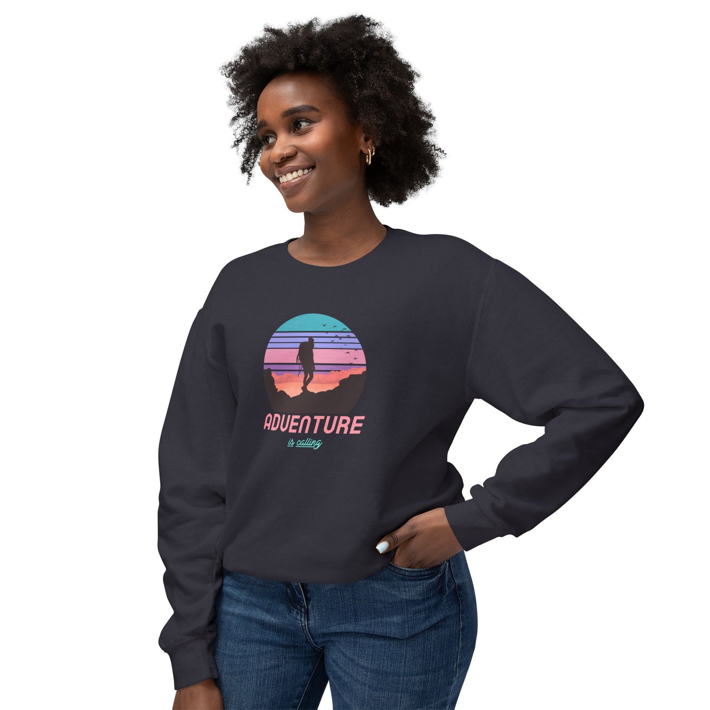 Adventure Is Calling Unisex Lightweight Crewneck Sweatshirt